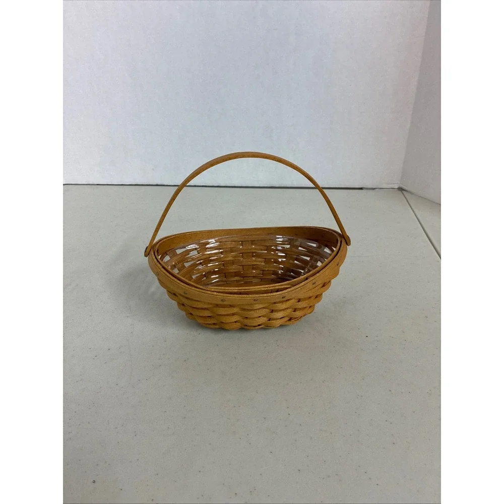 Longaberger 2006 Handmade Oval Basket with Plastic Liner‎ and Handle Brown